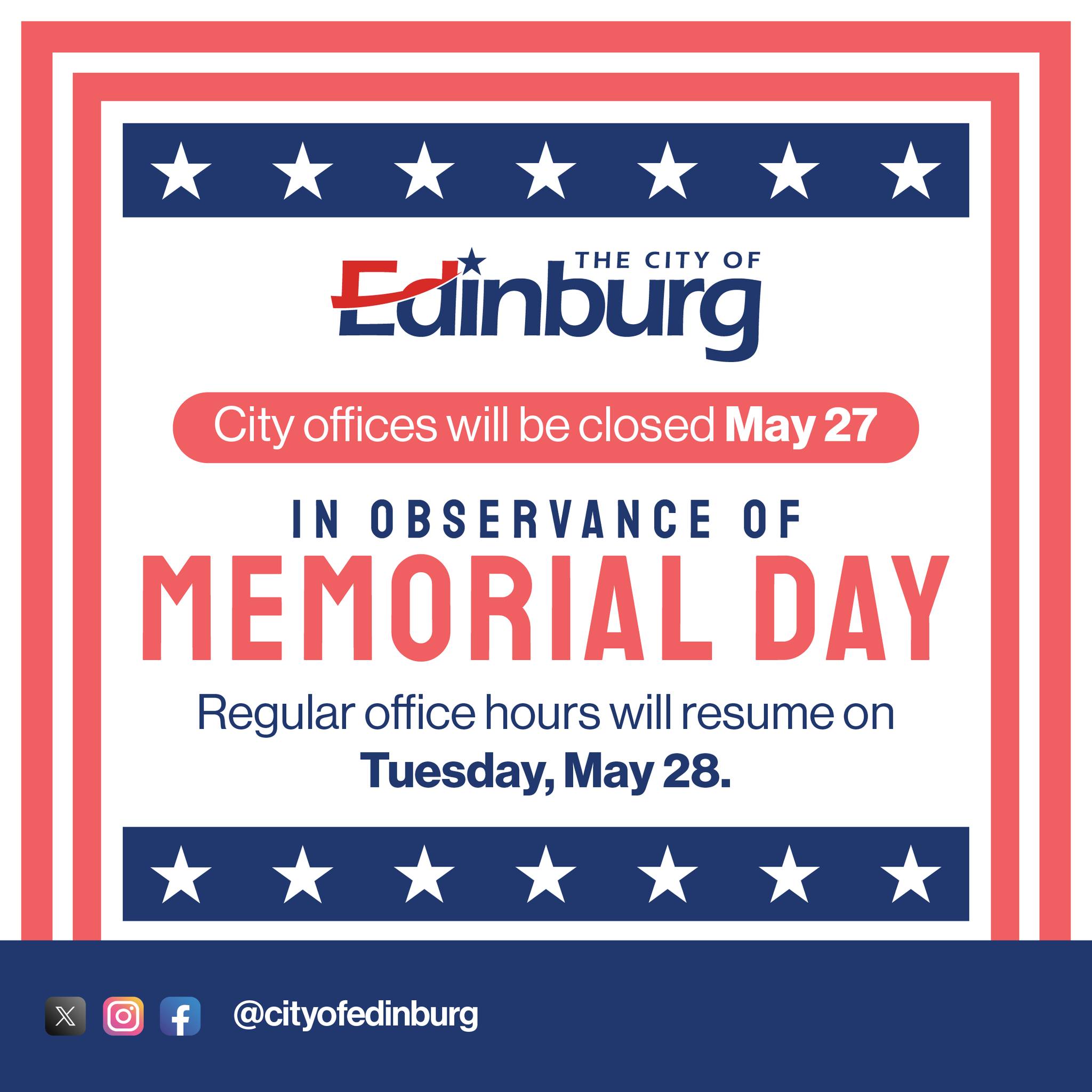 Memorial Day City Offices