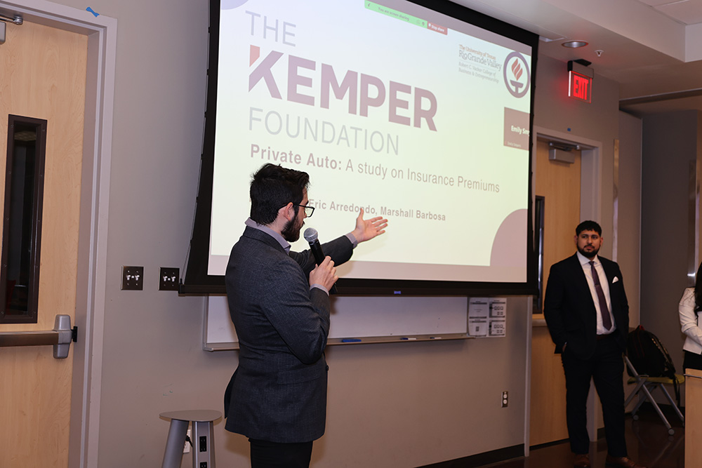 Being a Kemper Scholar, Eric Arredondo, and his colleagues presented their end-of-year research projects to Kemper representatives, family and college leadership. (Courtesy Photo)