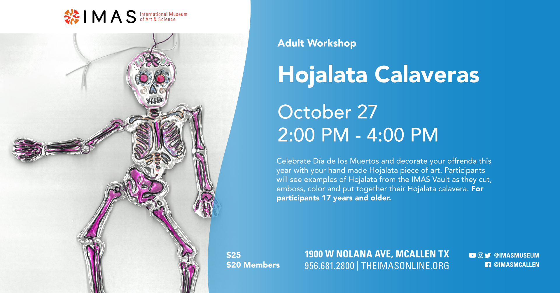 Hojalata Calaveras Adult Art Workshop