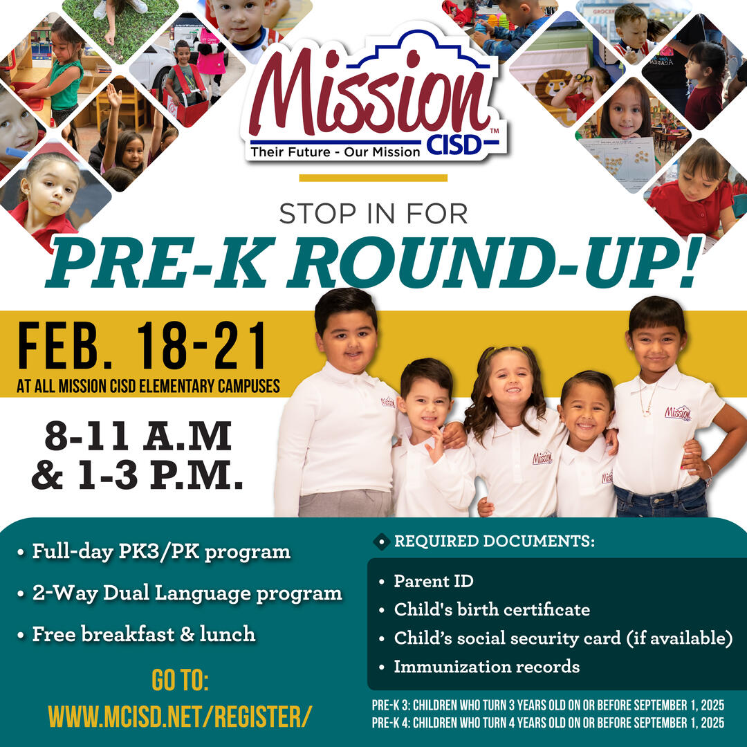 Join Mission CISD for Pre-K Round-Up: A Welcome for All Parents, New and Returning