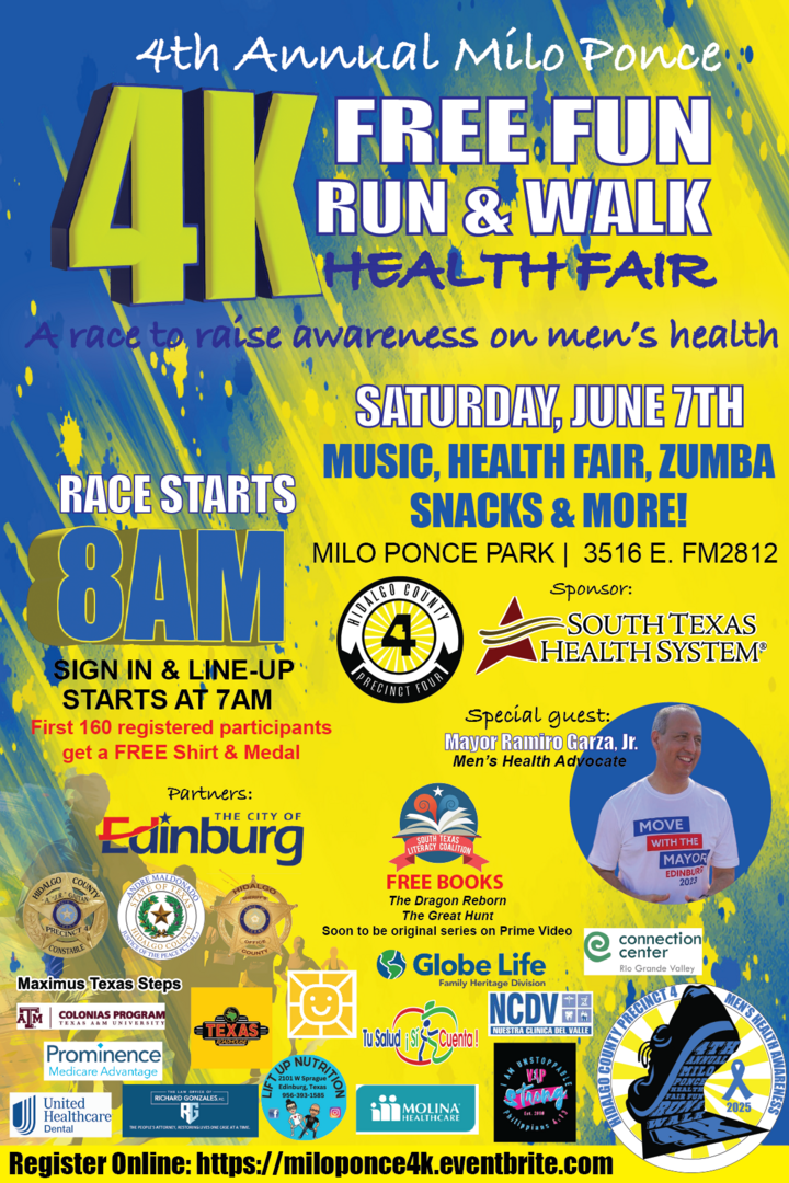 Hidalgo County Precinct 4 hosts its 4th Annual Milo Ponce Men’s Health 4K:Fun, Run, Walk and Health Fair