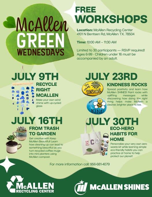 McAllen SHINES, McAllen Recycling Launch “Green Wednesdays” with Free Family Workshops
