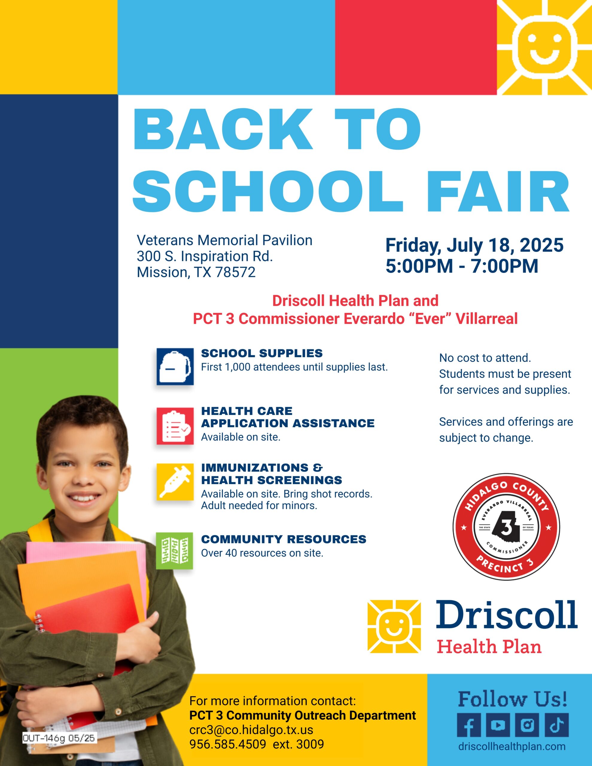 Hidalgo County Precinct 3 and Driscoll Health Plan Host Back-to-School Fair to Support Precinct 3 Families