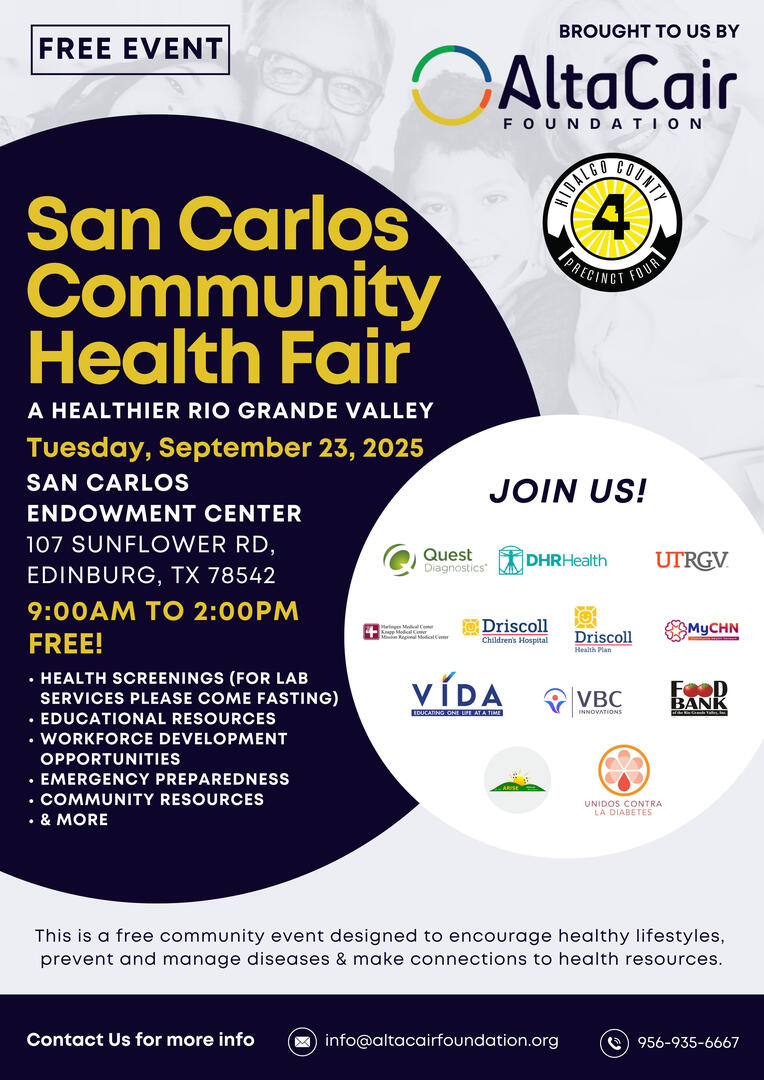 Hidalgo County Precinct 4 and AltaCair Foundation to Host Free Community Health Fair